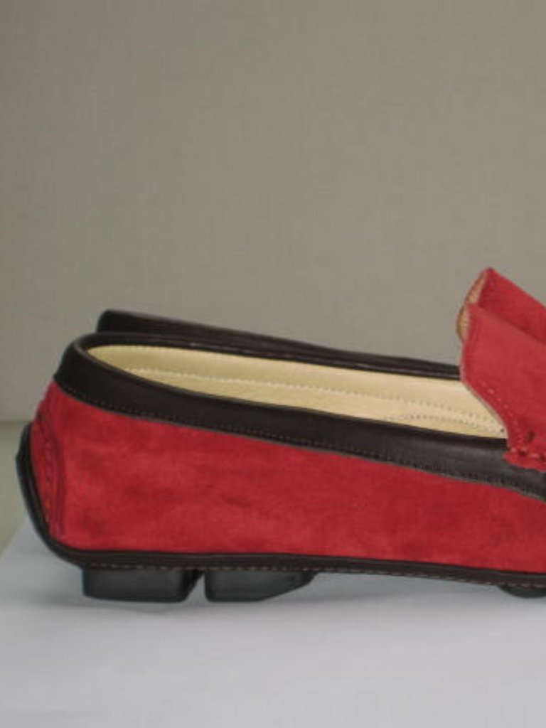 Patricia Green Sz 7 Italy Red Suede Driving Mocs Loafers All Leather Excellent — image 4 of 8